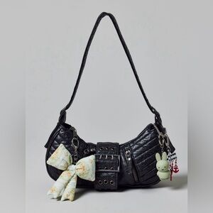 Riveted Strap Faux Leather Moto Bag